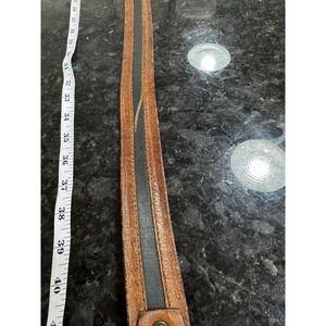 Velez Leather Belt Mens 42 Brown Good Distressed Double Prong Inlay Rugged